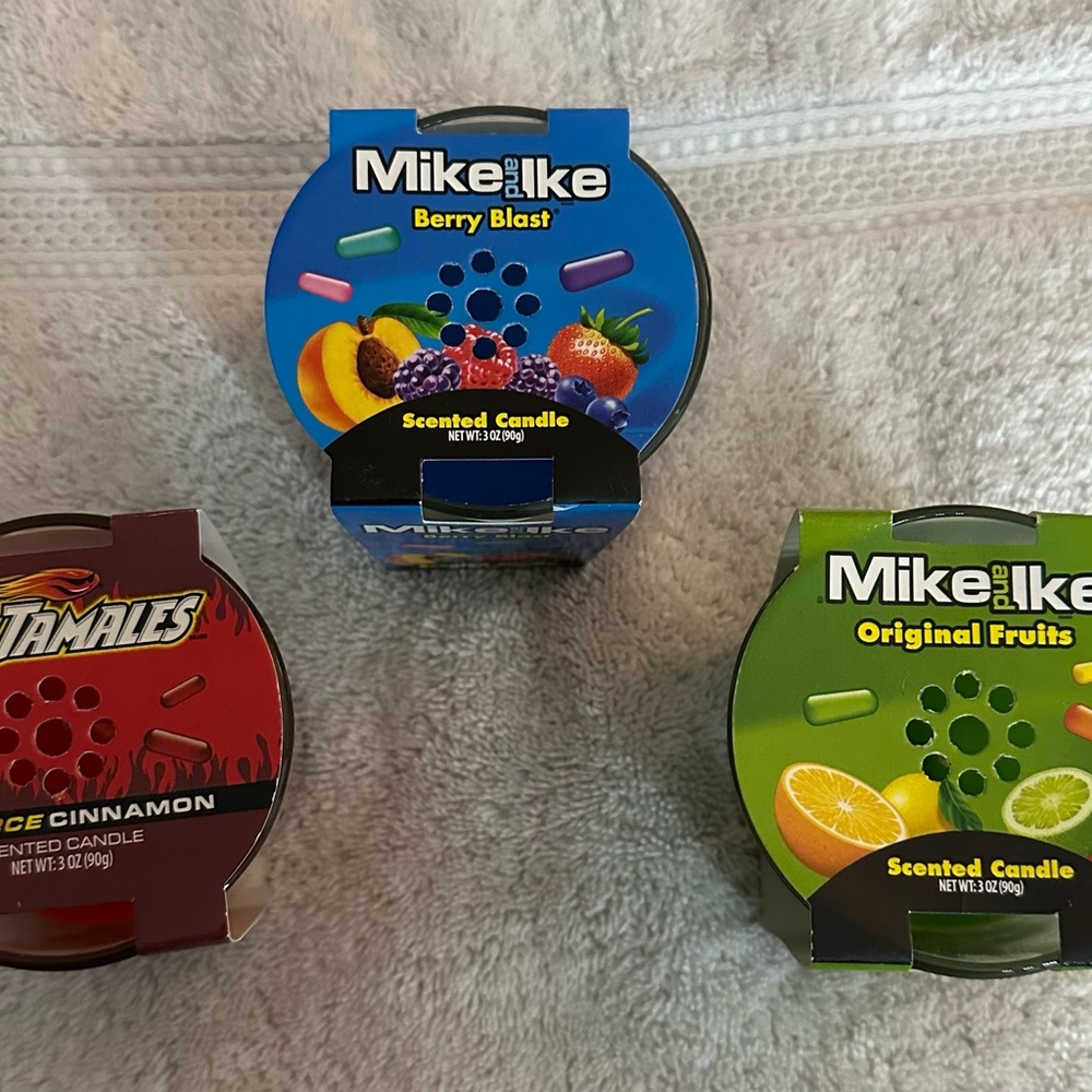 Mike and Ike Berry Blast, Original Fruits & Tamales Scented Candle Trio